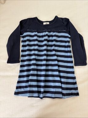 Hanna Andersson Navy & Light Blue Striped Long-Sleeve Dress 100cm / 4T